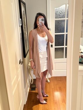 Tristan Suede-Look Open Front Vest in Blush Rose